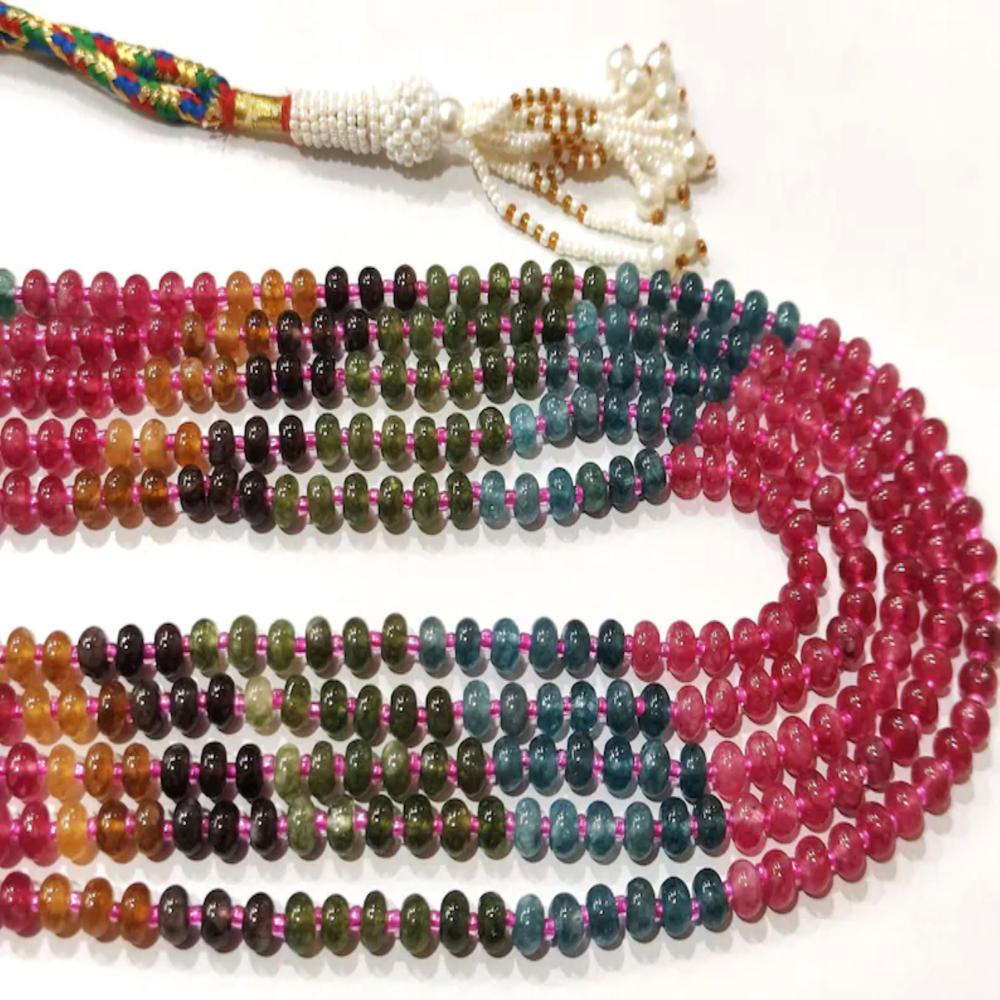 Natural Multicolor Quartz 6mm Rondelle Smooth Beads layered Necklace 18 to 20 inches long