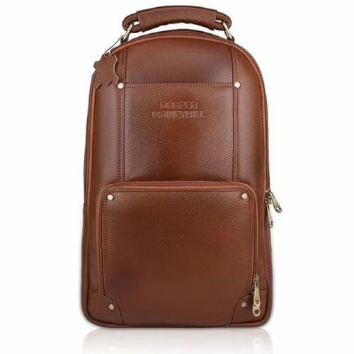 Brown Leather Executive Office Backpack Water Resistant Bag