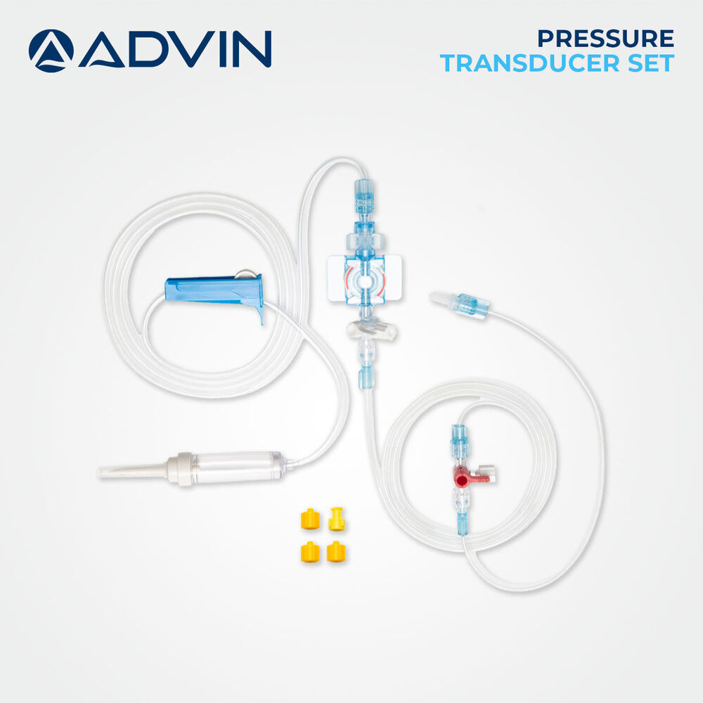 Pressure Transducer Set - Disposable, Precise Pressure Monitoring For Urodynamic Investigations | Includes 3 Way Stopcock, Pre-calibrated Sensors, Straight Flow Design