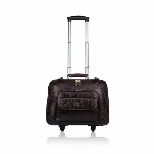 Dark Brown Leather Trolley Bag