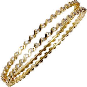 Odorless Twisted Yellow Gold Diamond Bangles