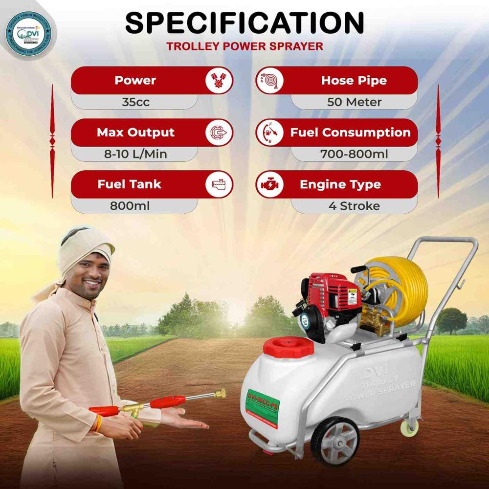Trolley Power Sprayer 35cc - Capacity: 50 Ltr