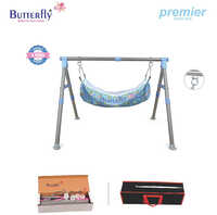 2ft 2frp Nri Ss Round Folding Model Baby Cradles - Color: Silver (frame) & Multi-color (mattress)