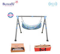 2ft 2fre Round Folding Baby Cradle - Mild Steel Frame, 2ft X 2ft, Pink | Foldable, Mosquito Net Canopy, Soft Mattress Included