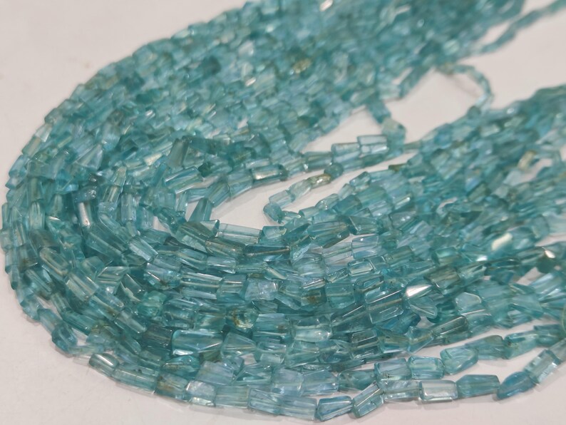 Natural Blue Apatite Faceted Nugget Tumbled 5 to 8mm Beads Sold Per Strand 8 Inches Long