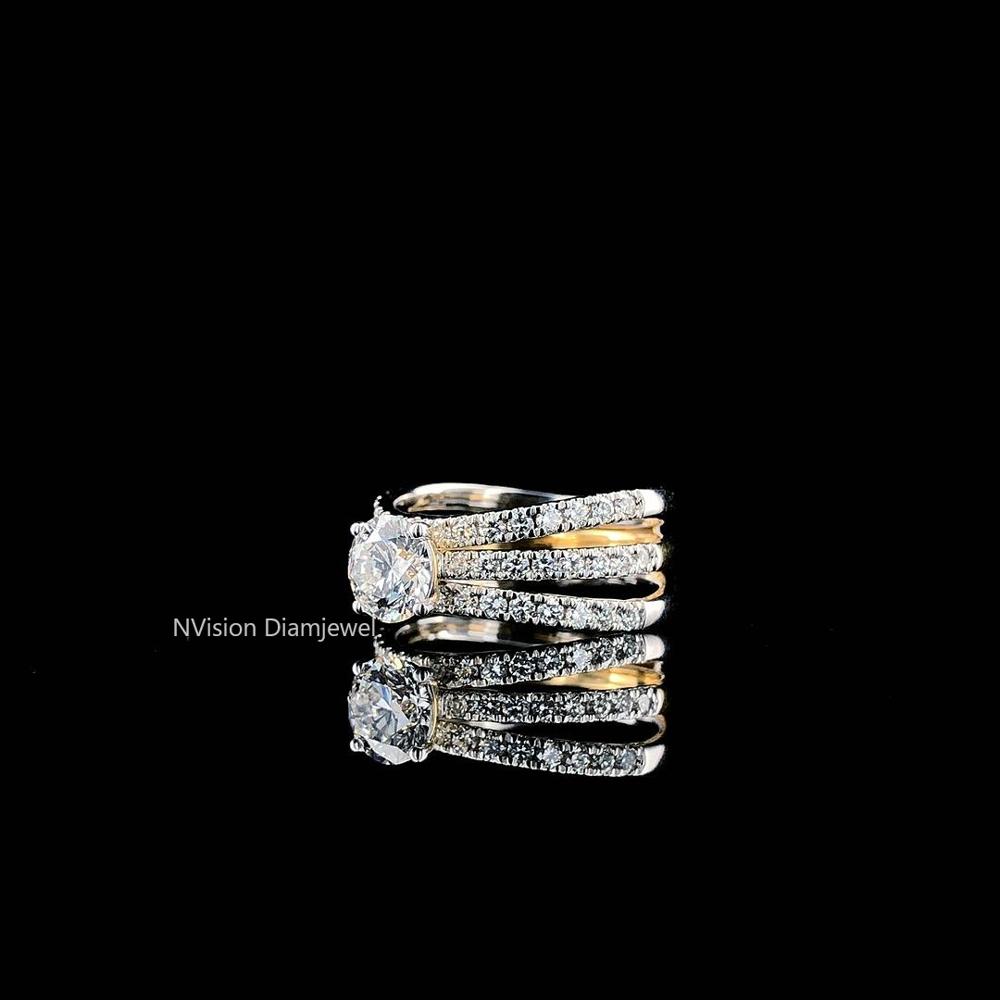 Royal Glow Two Tone Natural Diamond Solitaire Ring in 18KT Gold 