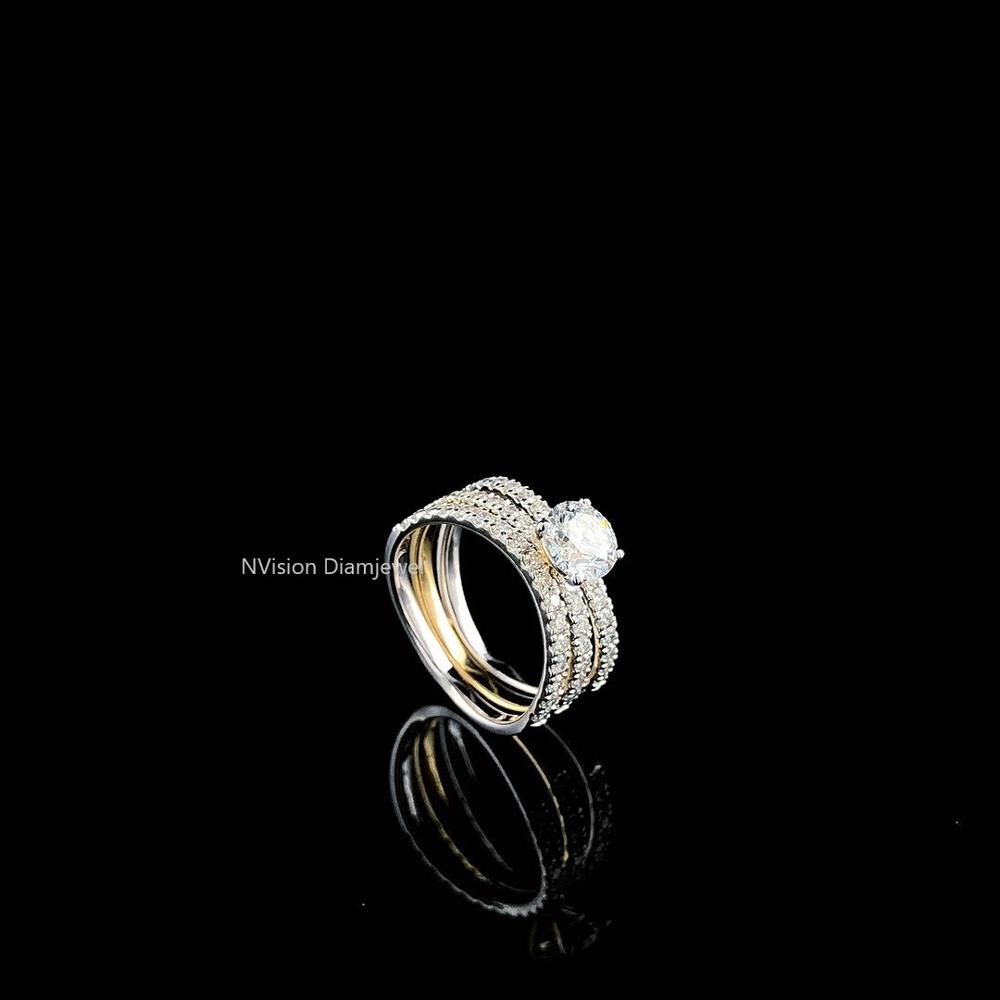 Royal Glow Two Tone Natural Diamond Solitaire Ring in 18KT Gold 