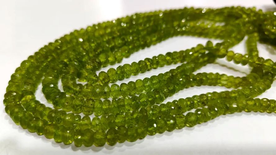 Natural Peridot Rondelle Faceted 5-6mm Beads Sold Per Strand 8 Inch Long