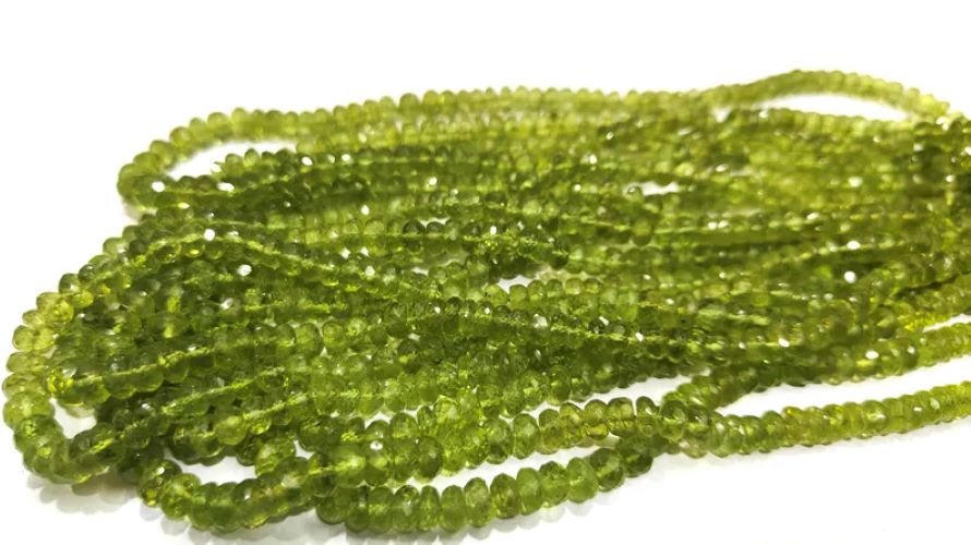 Natural Peridot Rondelle Faceted 5-6mm Beads Sold Per Strand 8 Inch Long