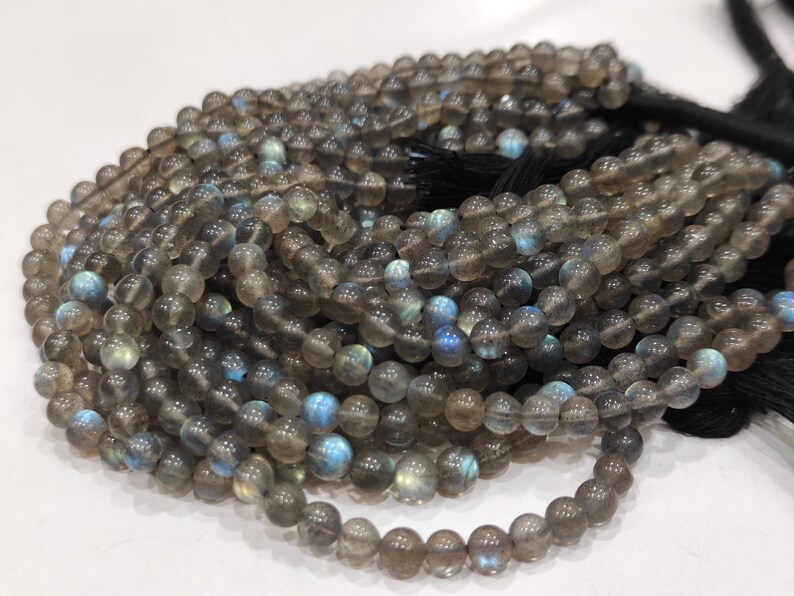 Natural Labradorite Round Smooth Plain 5mm Beads Sold Per Strand 8 Inches Long