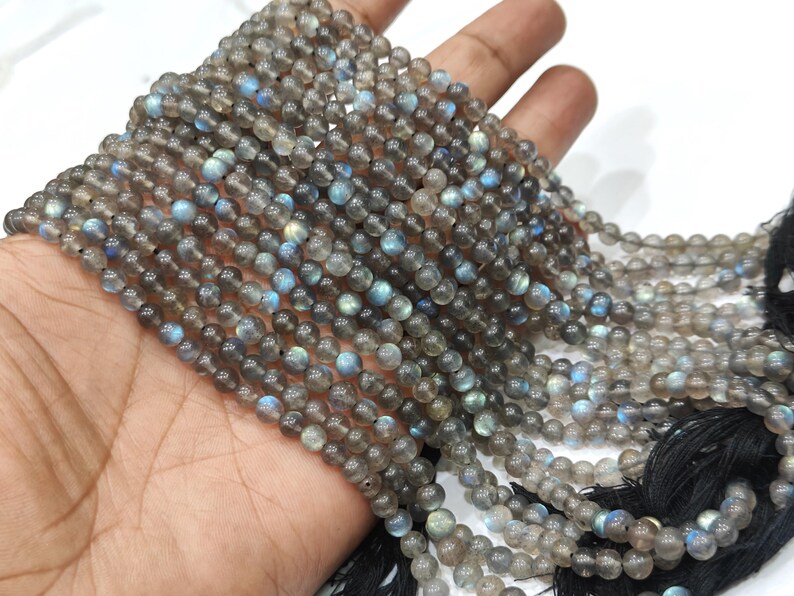 Natural Labradorite Round Smooth Plain 5mm Beads Sold Per Strand 8 Inches Long