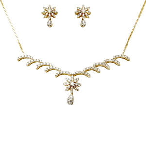 Small Diamond Earrings Necklace Set