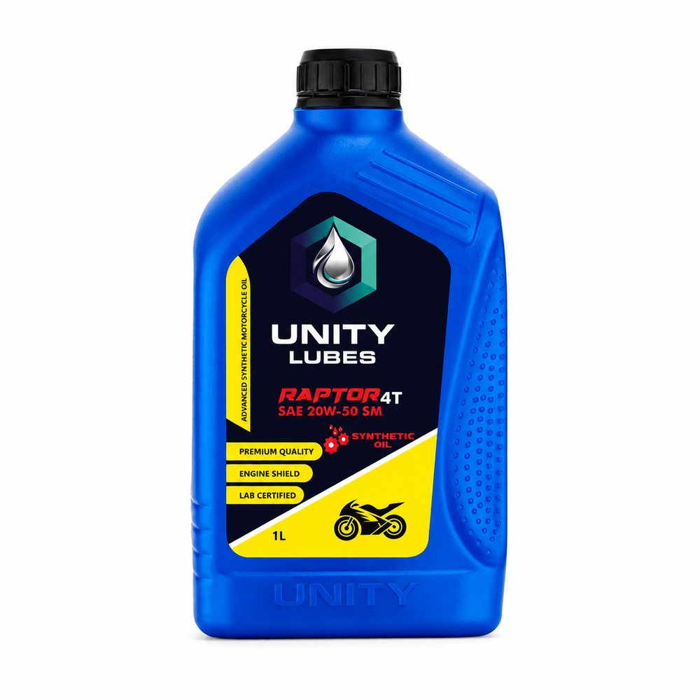 Unity Raptor 4T Sae 20W-50 Sm 1Ltr - Application: Motorcycle & Scooter Engines