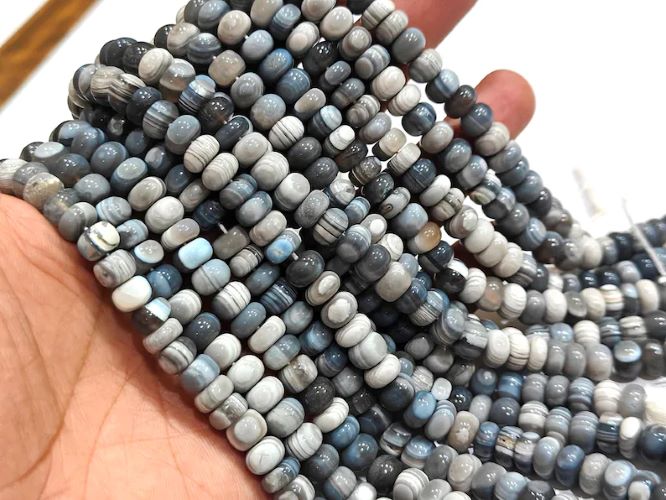 Natural Grey Jasper Rondelle Plain Smooth 8mm Beads Sold Per Strand 8 Inches Long