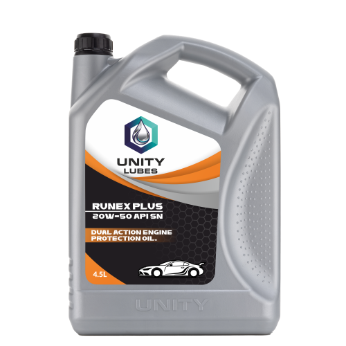 Unity Runex Plus 20W-50 Api Sn++ 4.5Ltr - Application: Automotive Engine Lubrication