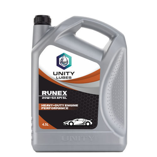 Unity Runex 20W-50 Api Sl 4.5Ltr - Application: Engine Lubrication For Four-Stroke Engines