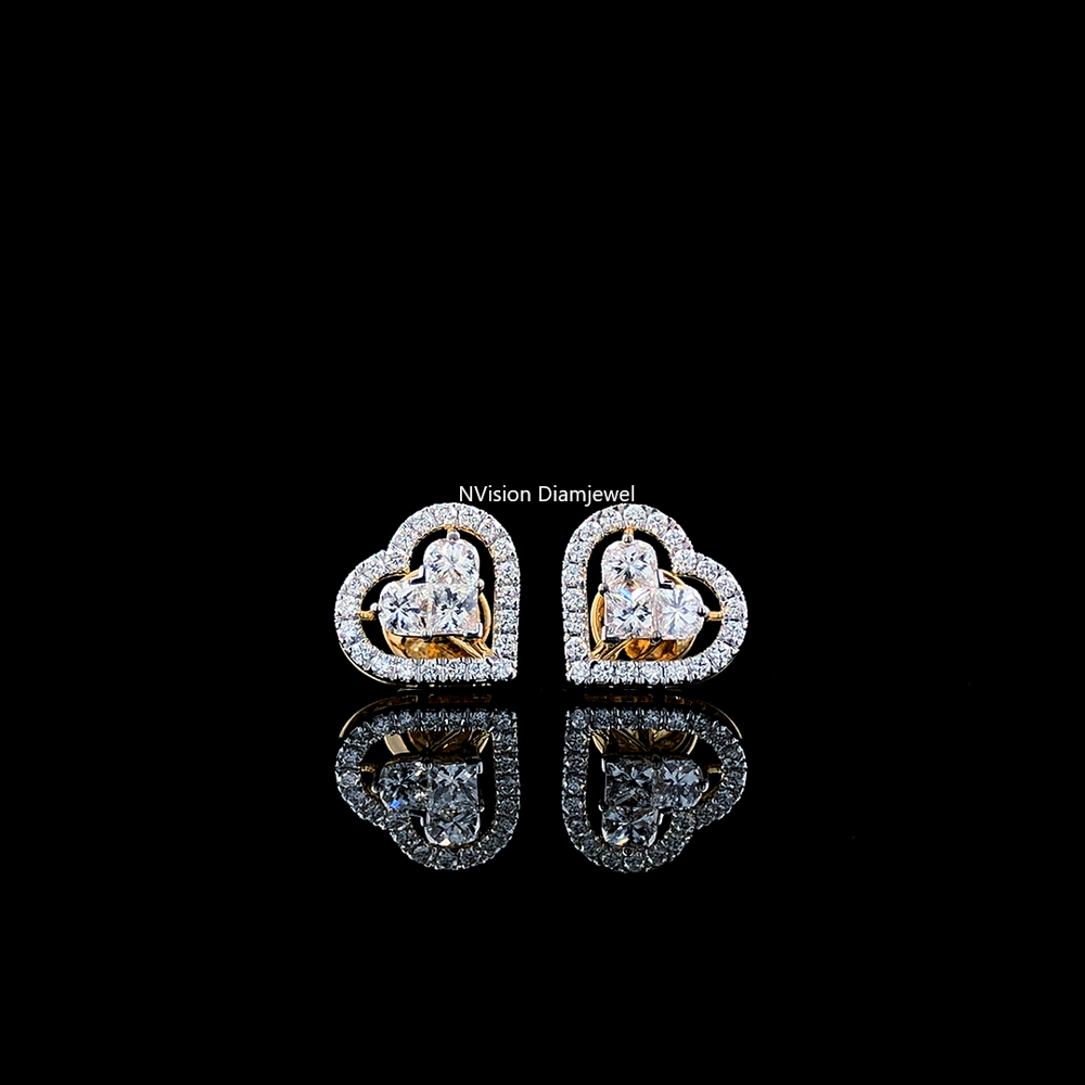 Sweetheart Pie-Cut Heart Shape 18KT Natural Diamond Studs