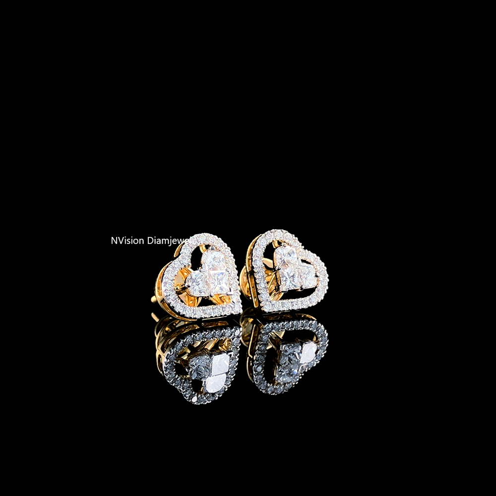 Sweetheart Pie-Cut Heart Shape 18KT Natural Diamond Studs