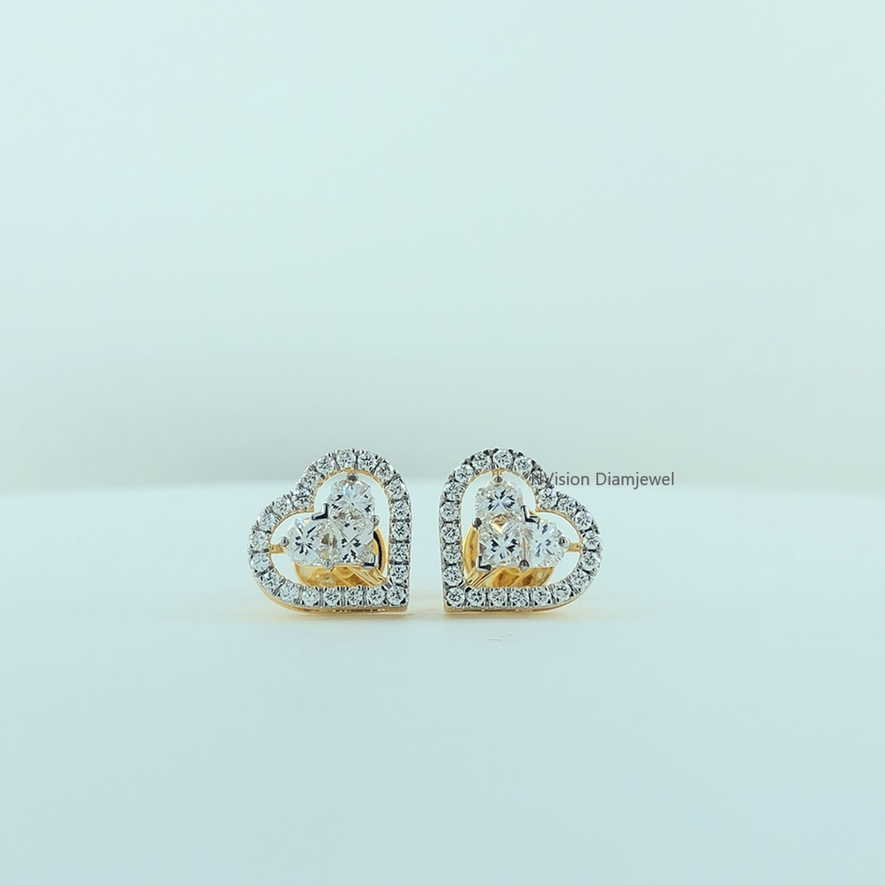 Sweetheart Pie-Cut Heart Shape 18KT Natural Diamond Studs