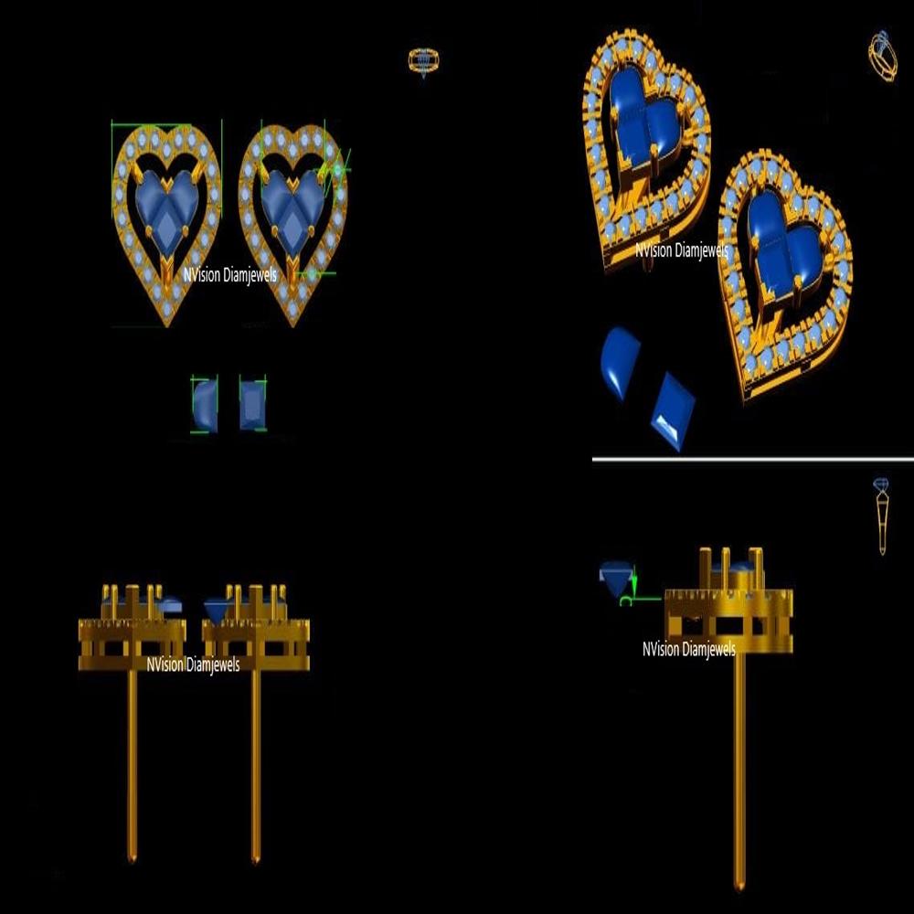 Sweetheart Pie-Cut Heart Shape 18KT Natural Diamond Studs