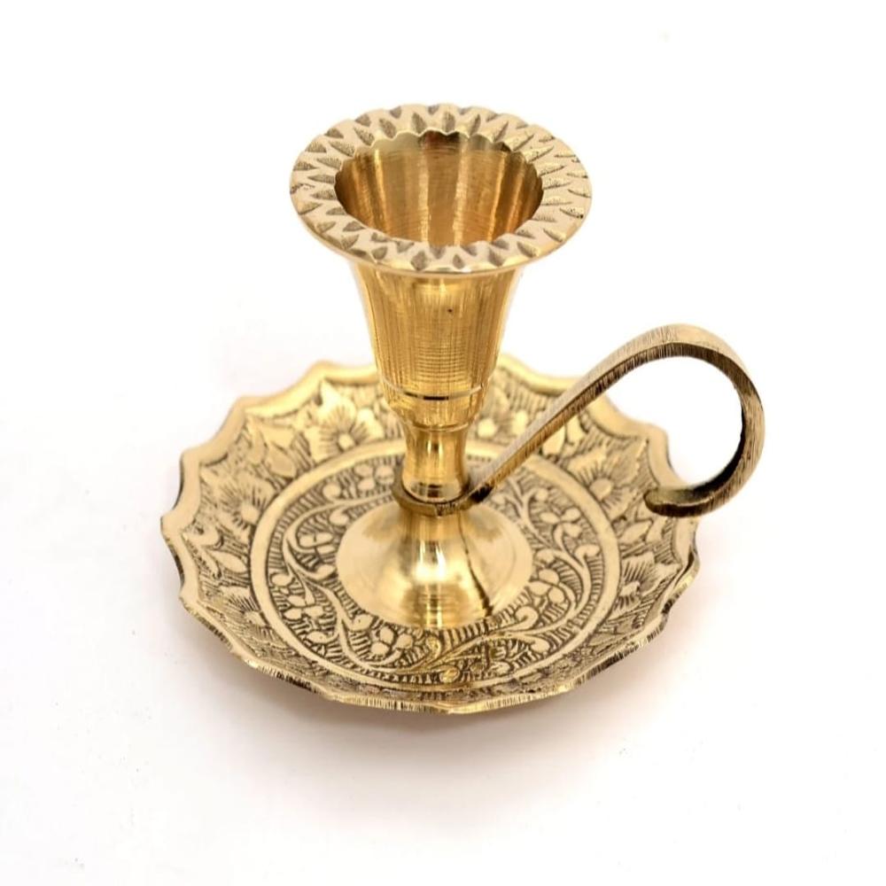 Brass Candle Stand - Color: Golden