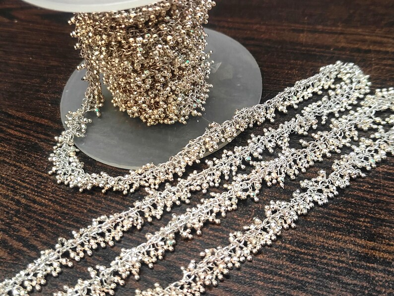Natural Silver Pyrite Dangling Cluster Rondelle Faceted beaded 2mm beads Chain Sold Per Foot