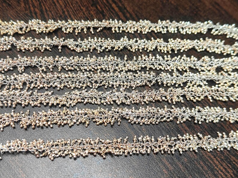 Natural Silver Pyrite Dangling Cluster Rondelle Faceted beaded 2mm beads Chain Sold Per Foot