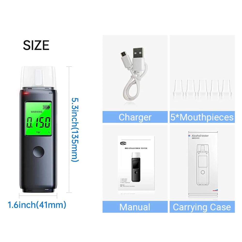 True Sense Portable Alcohol Tester Digital Display Rechargeable Breathalyzer, AT-27