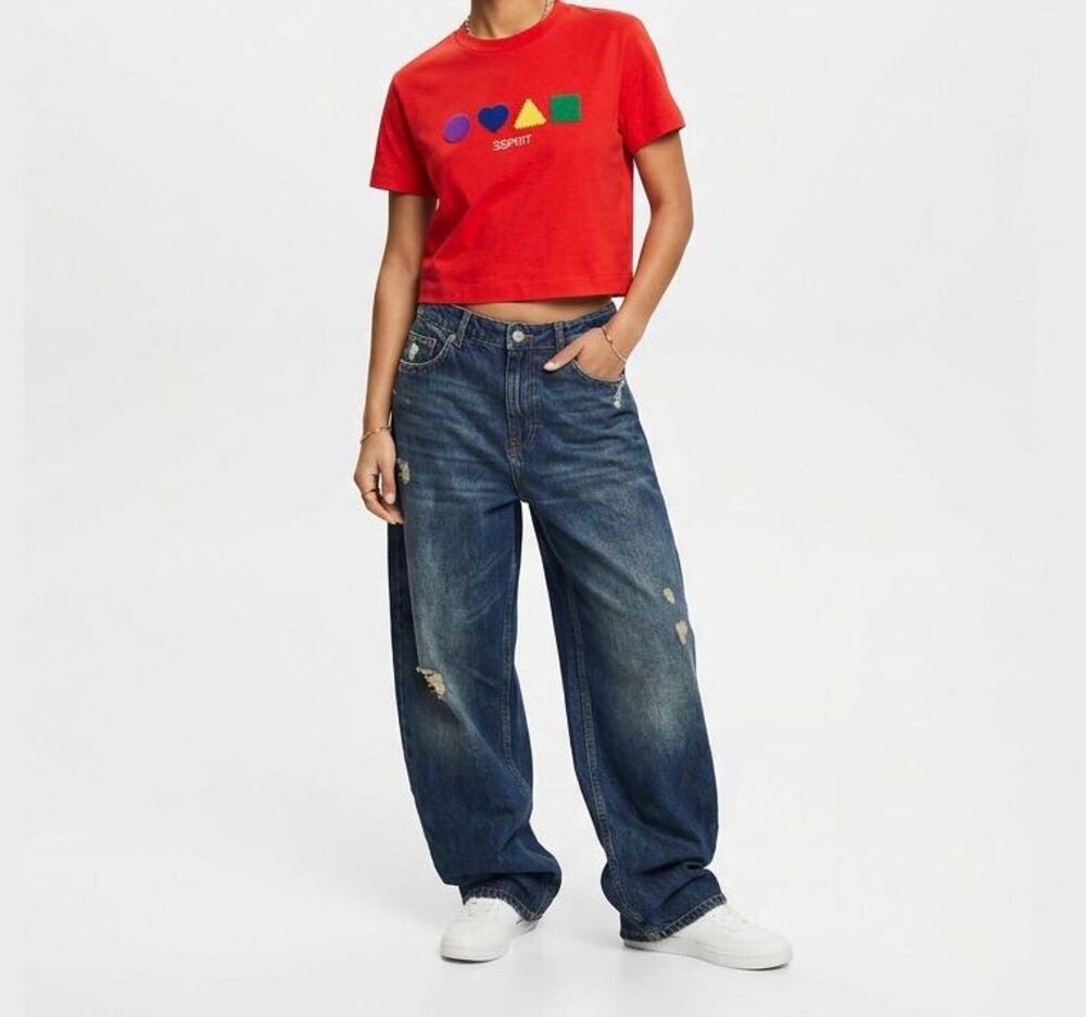 Womens Red Printed Crop Top