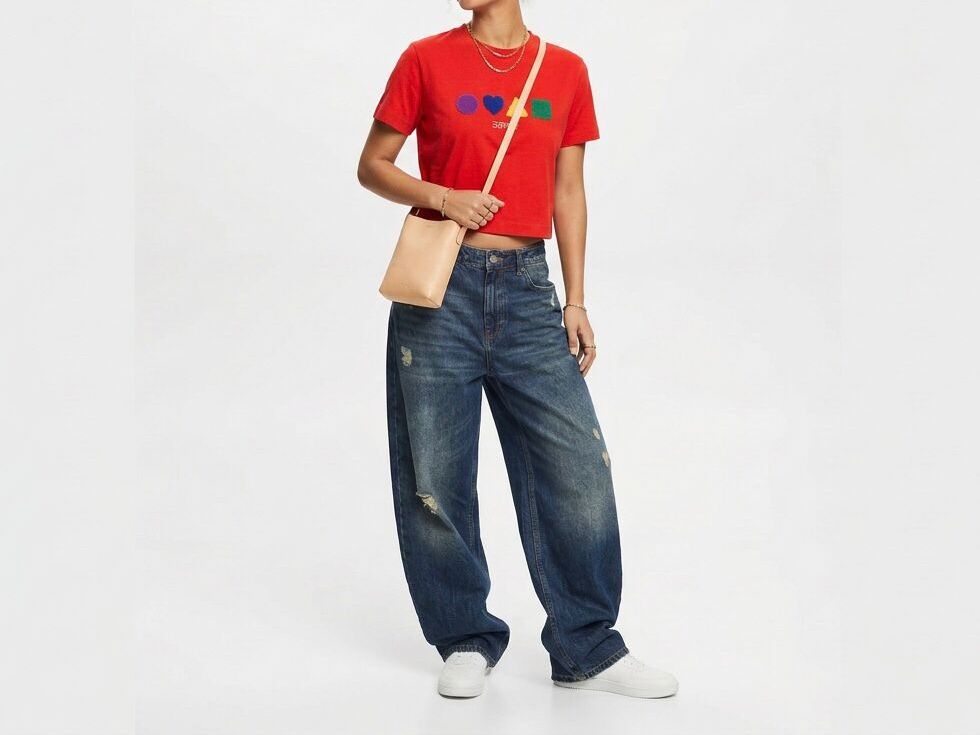 Womens Red Printed Crop Top