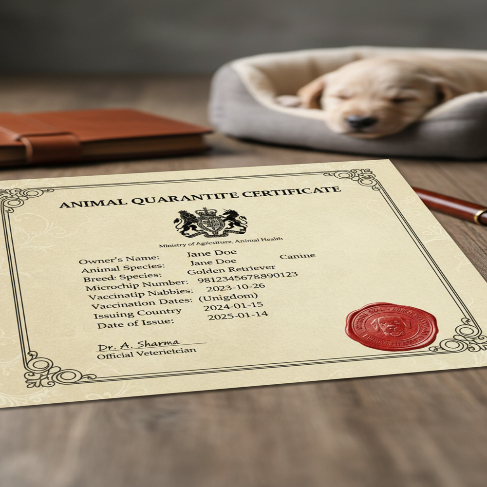 Animal Quarantine Certificate Solution
