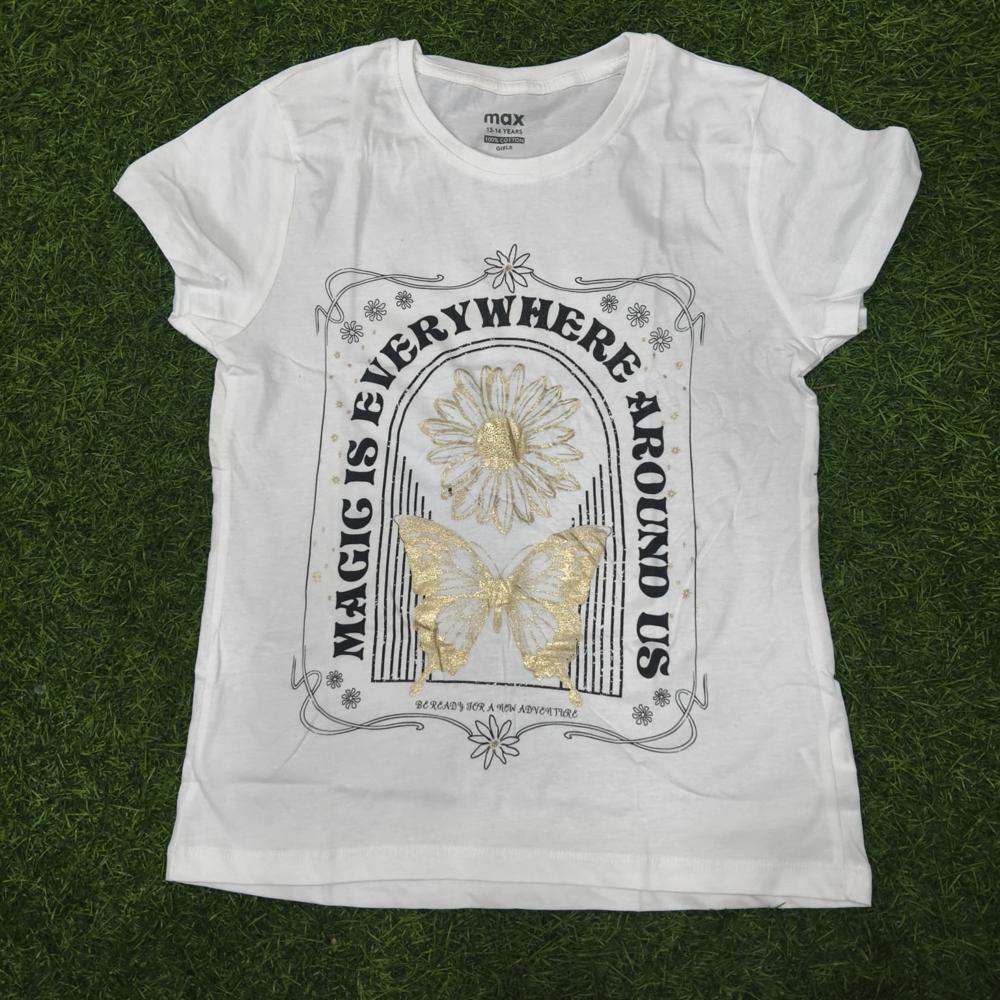 Pure White Girls Cotton T Shirt Code 21 - Age Group: 2 To 10 Years