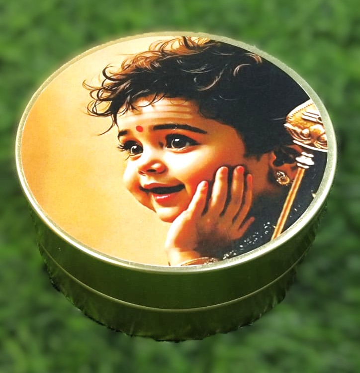 God Muruga printed return gift tin containers
