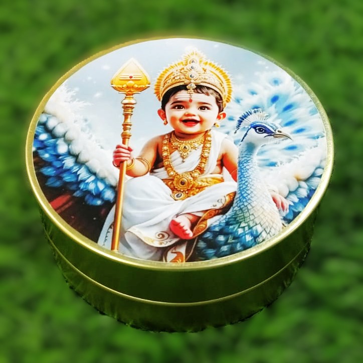 God Muruga printed return gift tin containers