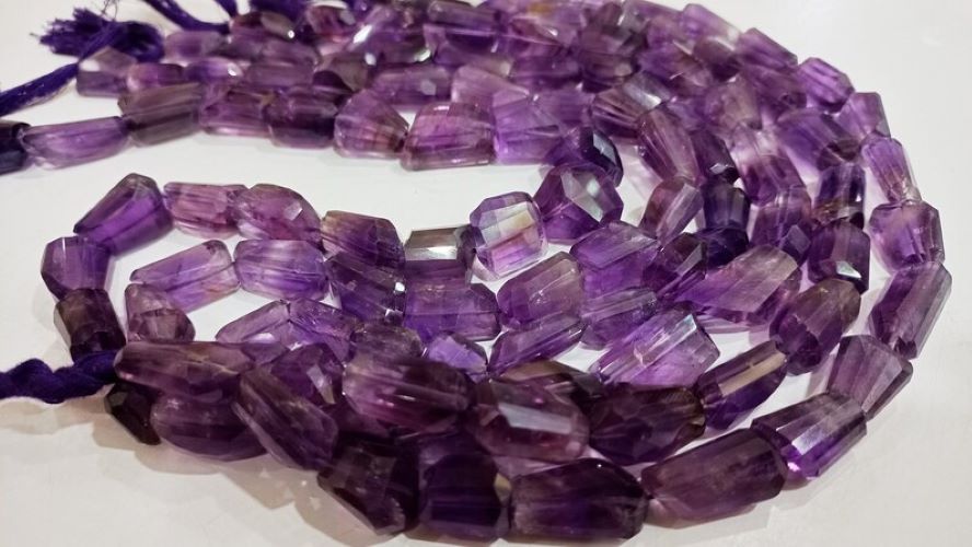 Natural Amethyst Nugget Shape Faceted 10 to 15mm Tumbled Beads Sold Per Strand 8 Inches Long