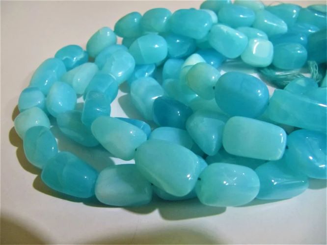 Natural Peruvian Opal Plain Smooth Nugget Tumbled Beads 10 to 20mm Strand 8 Inches Long