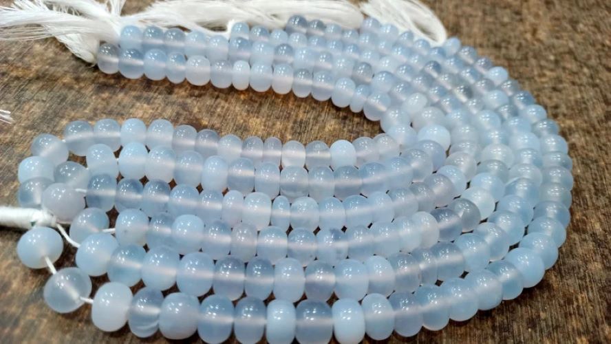 Natural Lavender chalcedony Rondelle Plain Smooth 9mm Beads sold Poer Strand 8 Inches Long