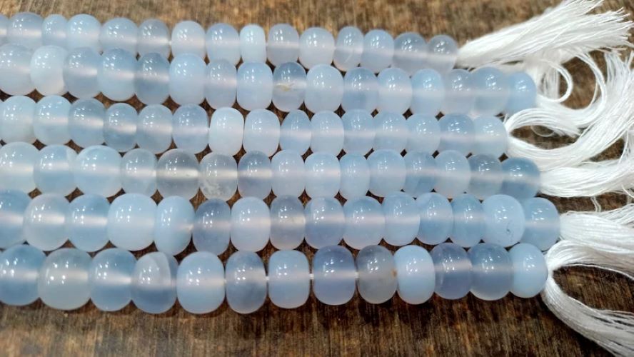 Natural Lavender chalcedony Rondelle Plain Smooth 9mm Beads sold Poer Strand 8 Inches Long