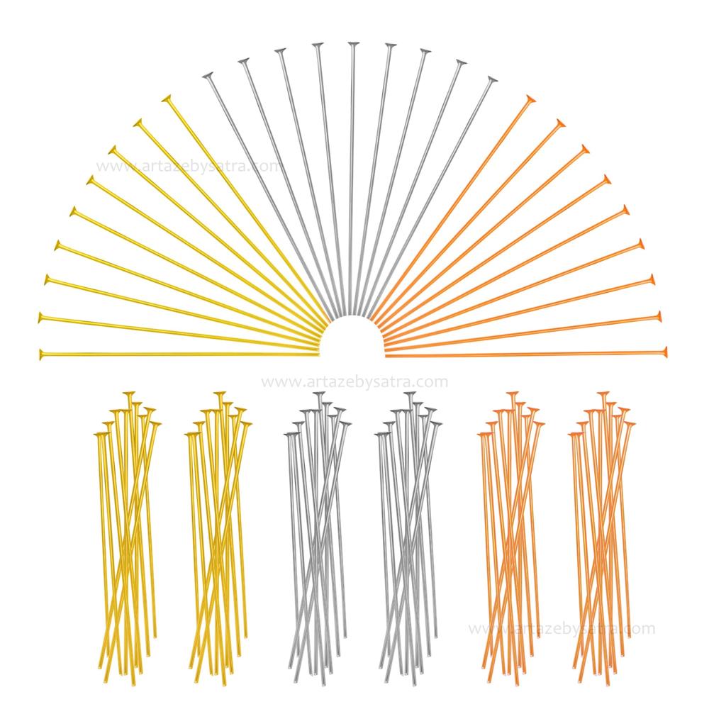 Brass Head Pin - 18k Gold Platted | High Quality | Qty : 50pcs | BF131