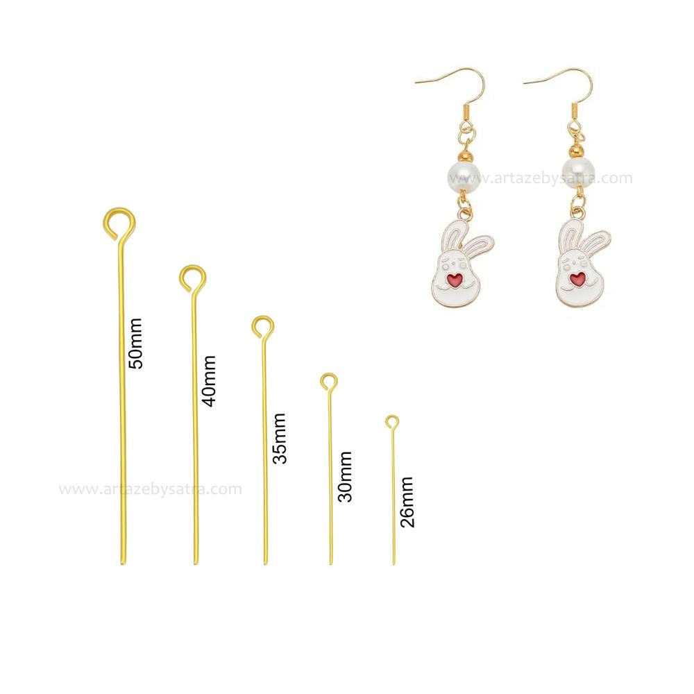 Brass I Pin - 18k Gold Platted | High Quality | Qty : 50pcs | BF132