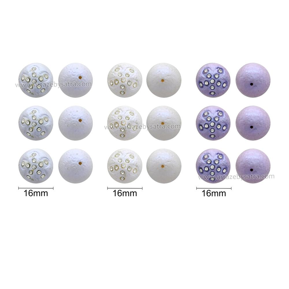 1 Hole Matte Finish Studded Plastic Beads | Size : 16mm | Qty : 500g | PB252