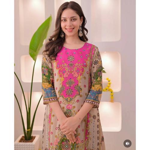 COTTON YELLOW EMBROIDERY KURTI AND PANT WITH HEAVY DUPPATTA