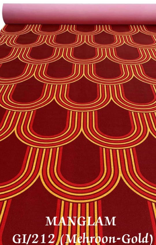 Manglam GI212 Mehroon Gold Printed Carpet