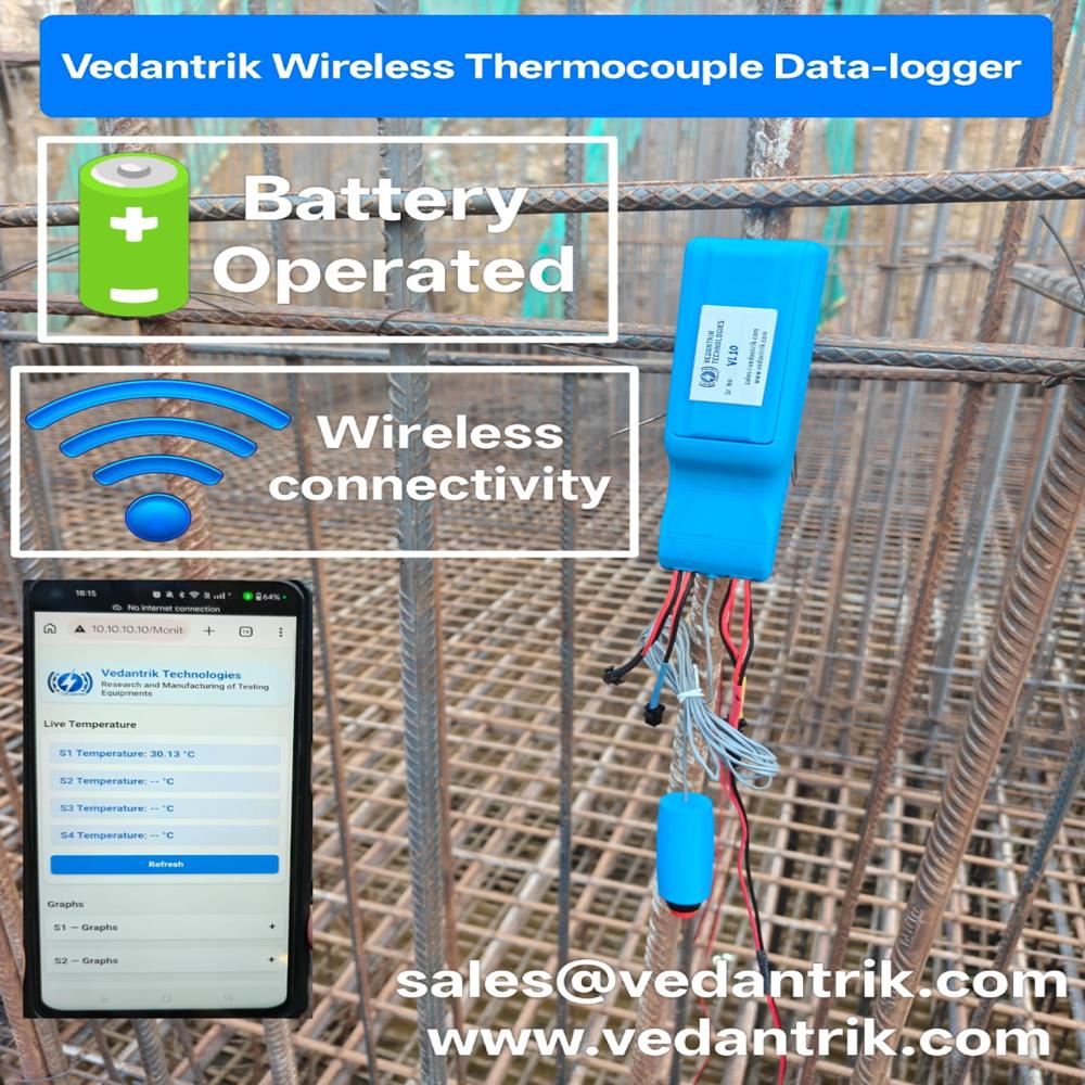 Thermocouple Sensors installation for temperature controlled concrete and  Mass Concrete Temperature Monitoring