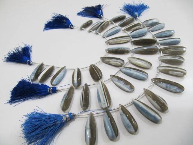 Natural Bio Opal Faceted Cut Pear Shape Briolette Drops, Flat Drops Beads Size  10x22 To 11x25mm Strand 8 Inch long