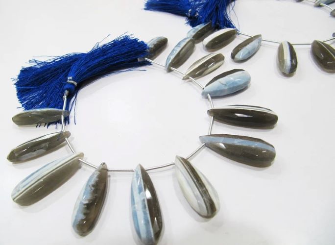 Natural Bio Opal Faceted Cut Pear Shape Briolette Drops, Flat Drops Beads Size  10x22 To 11x25mm Strand 8 Inch long