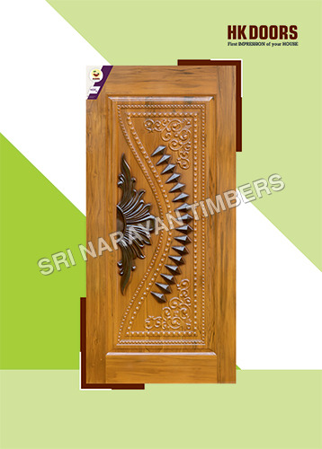 Hk-016 Carving Door Series - Color: Teak/Light Brown Wood Finish