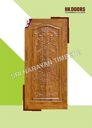 Hk-021 Carving Door Series - Color: Brown / Natural Wood Finish