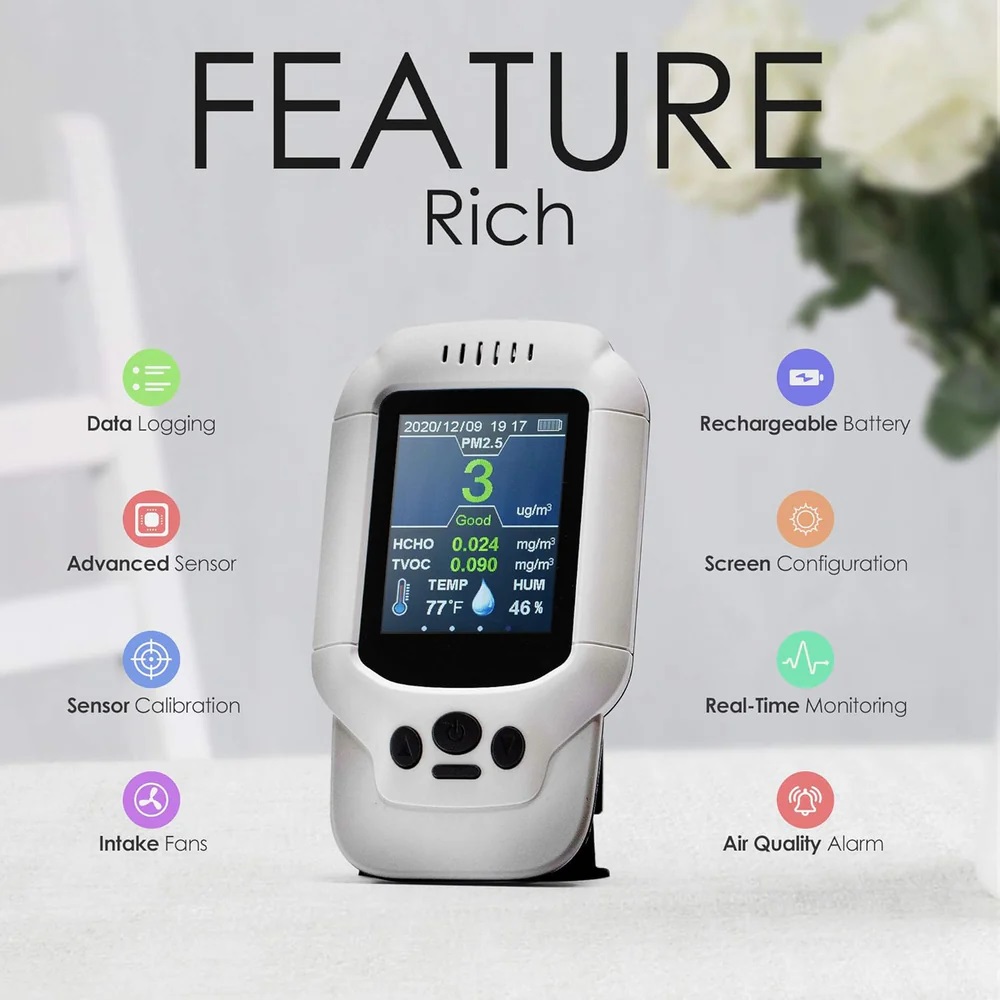 True Sense Indoor Air Quality Monitor, HCHO Formaldehyde Detector, PM1.0 PM2.5 PM10 Particulate, AQM-06