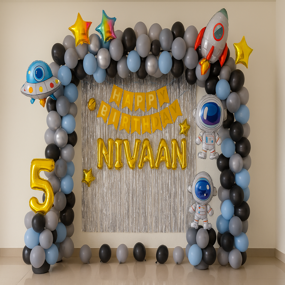 Space Theme Birthday Balloon Decoration